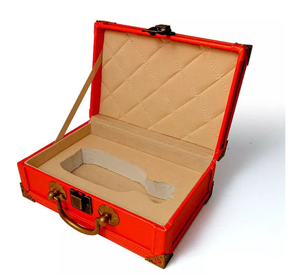 جعبه عطر MDF PU Leather Box Flocking جعبه کادو چمدان دست ساز